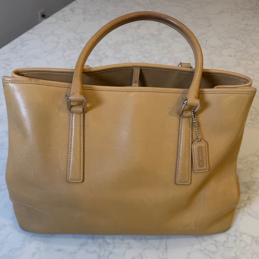 VTG Coach Hamptons 7757 Tan Leather Large Carryall Tote Bag Satchel Y2K 2002